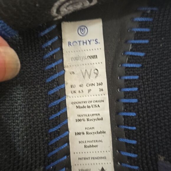 Rothy's Elegant Black Flats with Blue Highlights - Picture 4 of 5